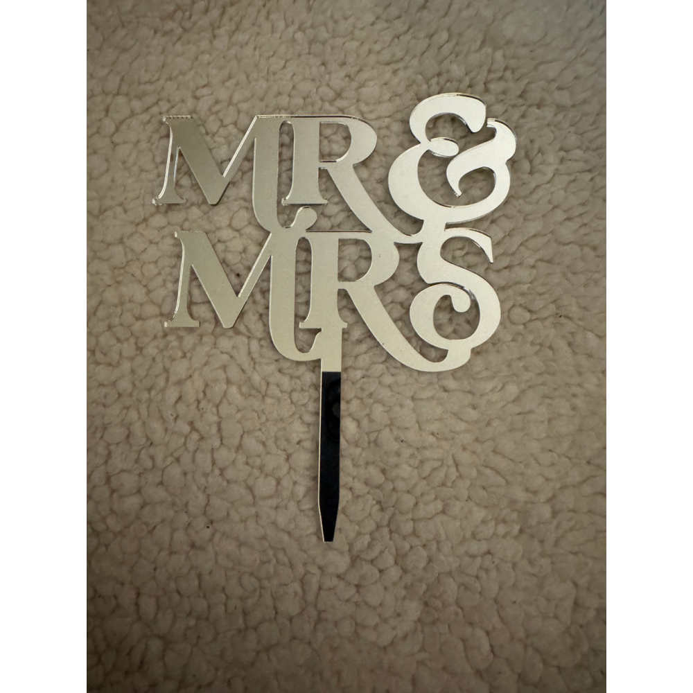Mr & Mrs Cake Topper One Size Silver